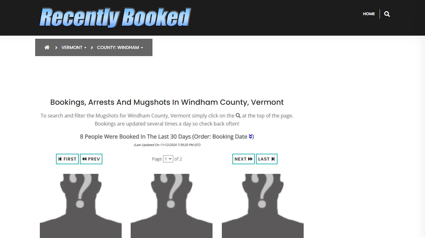 Bookings, Arrests and Mugshots in Windham County, Vermont - Recently Booked