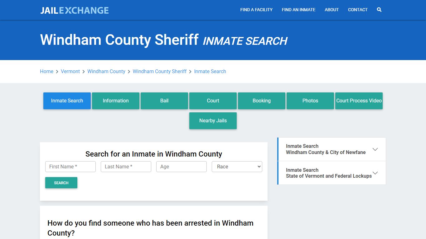 Windham County Sheriff, VT Inmate Search: Roster & Mugshots - Jail Exchange