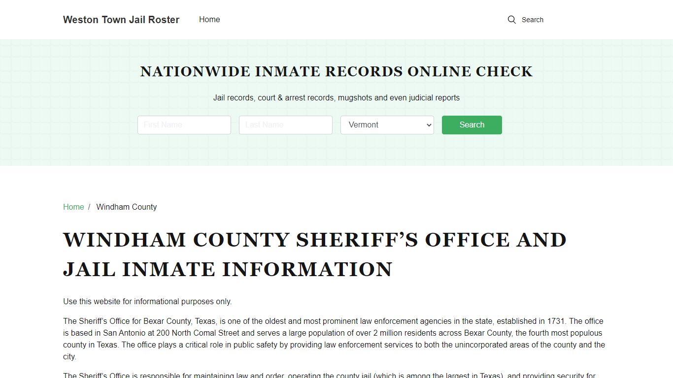 Windham County Sheriff, VT, Jail Inmate Search, Recent Arrests